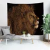 Tapestries 3D Cartoon Lion Tapestry Wandhangen Polyester Dun dier gedrukt Woonkamer Slaapkamer Achtergrond Deken Decor Decor