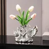 Vasos European Swan Vase Decoração Exibir sala de estar TV Cabinet Creative Furniture Luxury Housewarming Gifts