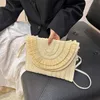 Plaj çantaları bayanlar etnik tarzı çim dokuma çanta yatay zarf el tipi yaz moda tek omuz crossbody kadın