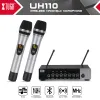 Microphones Xtuga UHF Dual Channel trådlös handhållen mikrofon EasyTouse Karaoke Bluetooth Microphone med diskant/bas/ekoeffekt