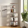 Kitchen Storage Creative Solid Wood Rotating Bookshelf Transparent Acrylic Floor Shelf Living Room Study Corner Bookcase