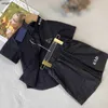 Brand Kids Designer Vêtements Summer Children's Set Baby Tracksuits Taille 100-160 cm Col de col et shorts de revers noir pur 24APril