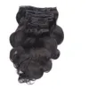 Long Wavy Clip dans les cheveux noirs noirs vierges vierges brésiliennes de cheveux humains Clip de corps de coiffure 8pcs 120g Produits capillaires