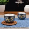 Teaware Sets Fine Silver Cup Handmade Bright Old Hammered Gold-plated Plum Blossom Tea