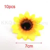 Dekorativa blommor 7 cm mini Silk Sunflower Artificial Head For Wedding Party Home Decoration Diy Wreath Scrapbooking Fake K