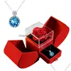 Regalo per le forniture per feste di eventi per donne Eternal Rose Box W Heart Necklace I Love You to the Moon and Back Flower Jewelry Valentine Dh5fs