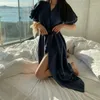 Party Dresses Women's Nightdress Ruffles Summer Nightgown Elegant Long Sleepwear Sweet Cotton Home Clothes Cardigans Pet Puff Sleeve