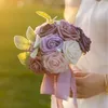 Decorative Flowers Artificial Rose Bouquet 20 X 24cm Multi-Role 75g Multicolor Plastics Western Wedding Bridal