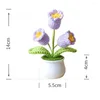 Decorative Flowers Crochet Artificial Plants Fake Flower Potted Hand Woven Lily Valley Bonsai Handmade Simulated Desktop Decorations