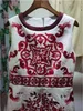 Moda Jacquard Czerwony Porcelian Print Dress Summer Women O-Neck Sleveless Street Mini Vestidos
