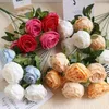 Fleurs décoratives simulation de roses blanches et bleues bouquet de soie faux centre commercial décoration artificielle fleur