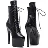 Chaussures de danse Leecabe 17cm / 7inches Snake Upper High Heel Platform Boots Open Toe Pole Boot