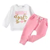 Kledingsets geboren Baby Girl Valentijnsdag Outfit Crewneck Sweatshirt Jogger Pants Set Spring Tracksuit Sweatsuits Sweatsuit kleding 2 stks peuter