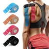 Poussions de genou du coude 5cm 5m Kinésiologie Perforée Adhésif élassive Coton Muscle Protection Athletes Breathable Gym Sports Glue Prote OTVDR