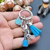 Keychains Lonyards explosifs A-Z Nail Cadeau Tassel Keychain Retro Jewelry Mini Manucure Polish Scissors Box Graduation Q240403