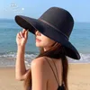 Breda randen hattar hink hattar 2024 Summer Sun Hat Childrens Sunshade Straw Hat Leisure Big Eaf Beach Hat Elegant Foldble Sun Hat For Beach Potage 240407