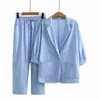 Summer Fashion Casual Large Size Suit Top Pants Two Piece Professional Elegant Womens Sets 240326