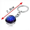 Keychains Lanyards Zodiac Sign Keychain 12 Constellation Leo Virgo Libra Scorpio Skytten Double Side Glass Ball Keyring Birthday K2419 Q240403