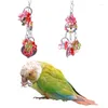 Andra fågelförsörjningar Pet Parrot Cage Toys Hanging Chew Acrylic Mirror String Toy With Bell For Parakeet