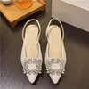 Сандалии Slingback Crystal Mules обувь женщина 2024 Тренд Корейский сексуальный заостренные ноги летние тапочки женские квадратные каблуки