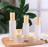 Frosted Glass Cream Jar Cosmetic Lotion Spray Pump Bottle With Imitated Woods Lids Refillable Container 20 ml 30 ml 40 ml 60 ml 80 ml 8455253