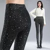 Women's Leggings Spring Fashion Korean Slim Versatile Black Feet Tight Pants Print High Waisted Elastic Fit Sexy Casual