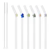 Drinking Straws 6Pcs Clear Glass Staws With Cleaning Brush Cute Flower Tortoise Heat-Resistant Smoothie