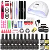 Manikyruppsättning för nagelförlängningar gel nagellack set akryl kit poly nagelgel set med UV LED -nagellampa gelsatser nagelverktyg set