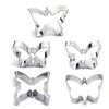 Formy do pieczenia 5pcs Butterfly metalowe wycinki ciasteczka Zestaw formy kanapka czekoladowa kremówka ciastka