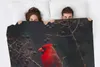 Couvertures nord-oiseau rouge cardinal sur la branche d'arbre Blanche de flanelle de jet décoratif chaud doux pour le canapé de canapé pour chaise de lit décor