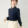 S3xl Smart Shirts Femme Ribbon Cozyy Allmatch Workswear Patchwork Patchwork Tend Tender Français Bureau Business Vêtements Elegant 240407