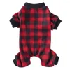 Dog Apparel Pajamas Winter Plush Plaid Pet Pjs Home Wear Comfy Four Legged Puppy Clothes Red Black For Small Medium Dogs Cats