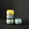 Чашки блюдцы Luwu Ceramic Teacups набор из 4 Four Seasons Cup Cherry Blossom Изменение напитков 120 мл