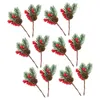 Flores decorativas Berry vermelho galhos haste artificial pinho decorações de banheiro picaretas de chassel de natal