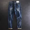Jeans masculino jeans elástico break masculk jeans ruptura apertada perfurada fit elástico retrol2403