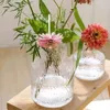 Vases European Glacier Vase Transparent Relief Rose Dry Flower Big Mouth Living Room Glass Decoration