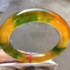 Bangle natural jadeita rara jade amarelo flutuante cor verde requintada pulseira perfeita pulseiras lidando jóias finas