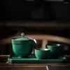 Teaware Sets Chinese-style Retro Ceramic Tea Set 1 Teapot 2 Cups And Tray 4-piece Household Small Maker Men's Gift