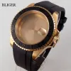 Watches Bliger 40mm Rose Gold Coated Watch Case Fit NH35A NH36A NH34A ETA 2824 2836 MIYOTA 8215 821A PT5000 RUBBER CURKED END BAND