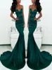 2019 Gorgeous Emerald Green Mermaid aftonklänningar älskling satin svep Train Fishtail Special Endan Prom Dresses for Women PL1301584