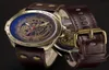 Squelette mécanique montre automatique montre des hommes steampunk bronze transparent masculin de poignet mécanique automatique horloge pour l'homme t4721953