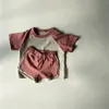 Été pour bébé pour bébé ensembles de coton patchwork à manches courtes t-shirts short 2pcs costume enfants garçons filles vêtements décontractés 240403