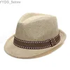 Breda randen hattar hink höst och vinter ny retro mens hatt fedoras topp jazz spela vuxen bowling klassisk huvudbonad fedora yq240407