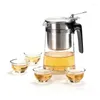 Teaware sätter värmebeständigt glas tekanna med 304 rostfritt stål te infuser kinesiska set transparent pottfilter vattenkokare 750 ml