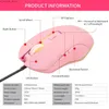 Mice Wired Silent Mouse Colorful Glowing Pink Gaming Mouse Beautiful Girl Silent Wired Mouse 2400dpi Ergonomics for PC Laptop Y240407