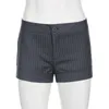 Lage taille strak gestreepte pak shorts damesstijl 2024 Nieuwe minimalistische basis geweven rechte been hot pants