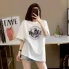 Donkergrijs high-end dames pure katoenen korte mouwen T-shirt dames 2024 zomer nieuwe losse Europese stijl grote top trend