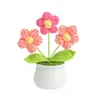 Decorative Flowers Woven Potted Plant High-quality Preserved Handmade Crocheted Small Flower Realistic Yarn For Stylish