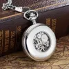 OYW Brand Stainless Steel Men Fashion Casual Pocket Watch Skeleton dial Silver Hand Wind Mechanical Male Fob Chain Watches 240327