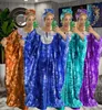 Ubranie etniczne Summer Afrykańskie kobiety pół rękawów O-Neck Ceckinowana długa sukienka Abaya Wedding Party Maxi Print Sukienki dla